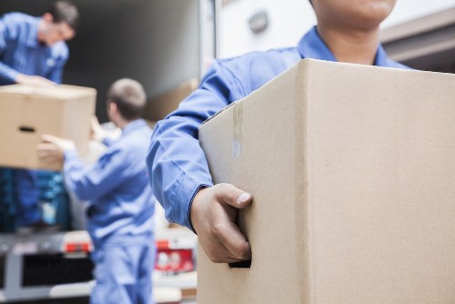 Packing boxes and moving supplies arranged for a home move in Streatham