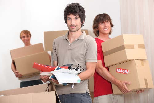 A man and van team loading boxes and household items